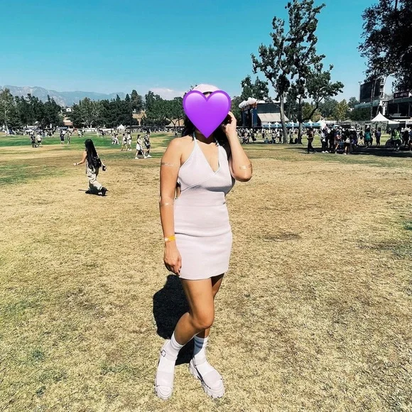 White Fox Lavender tie mini dress size medium - Picture 6 of 6